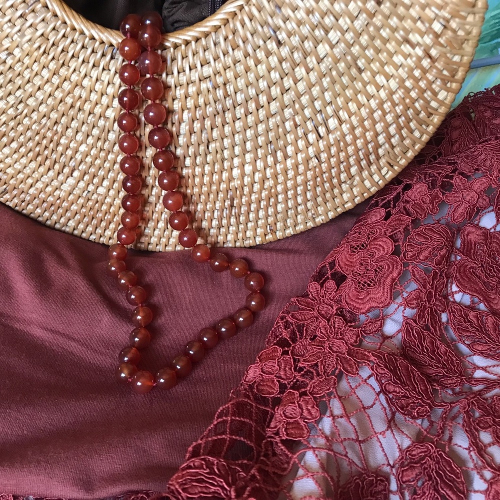 CARNELIAN BEADED NECKLACE Knotted & Well-Matched Premium Beads 27” Long … - Picture 1 of 7